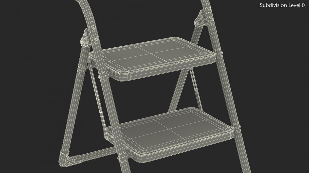 2 Step Ladder Folding Step Stool Rigged 3D model