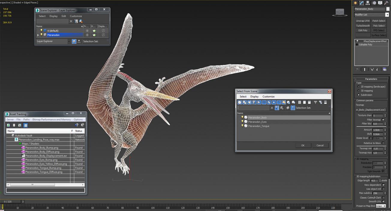 3D Pteranodon Landing Pose model