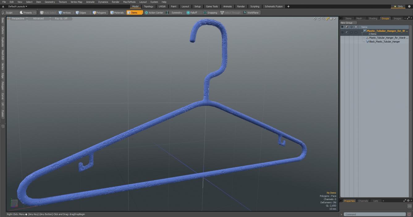 3D model Plastic Tubular Hanger for Wardrobe Blue