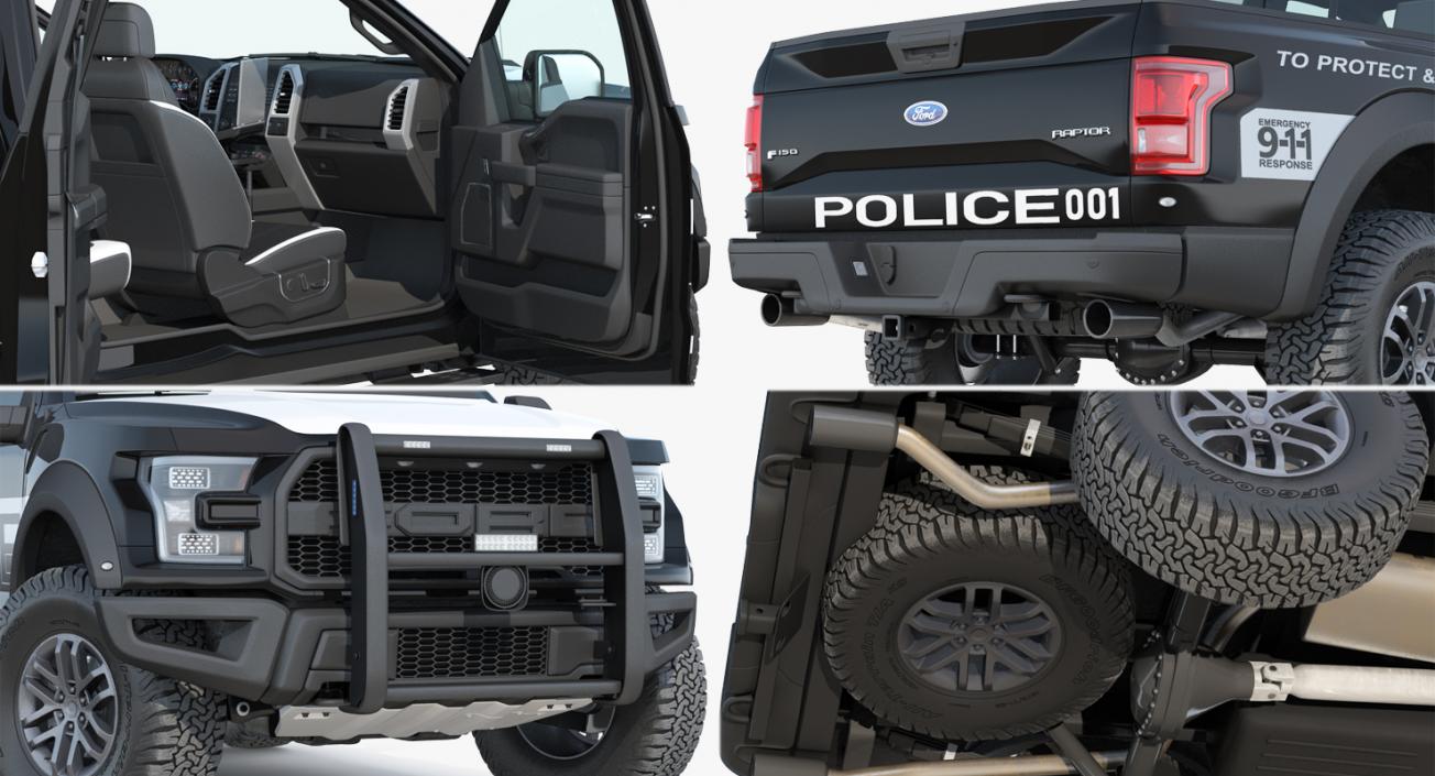 3D Ford F-150 Raptor Police Interceptor Unit Rigged model