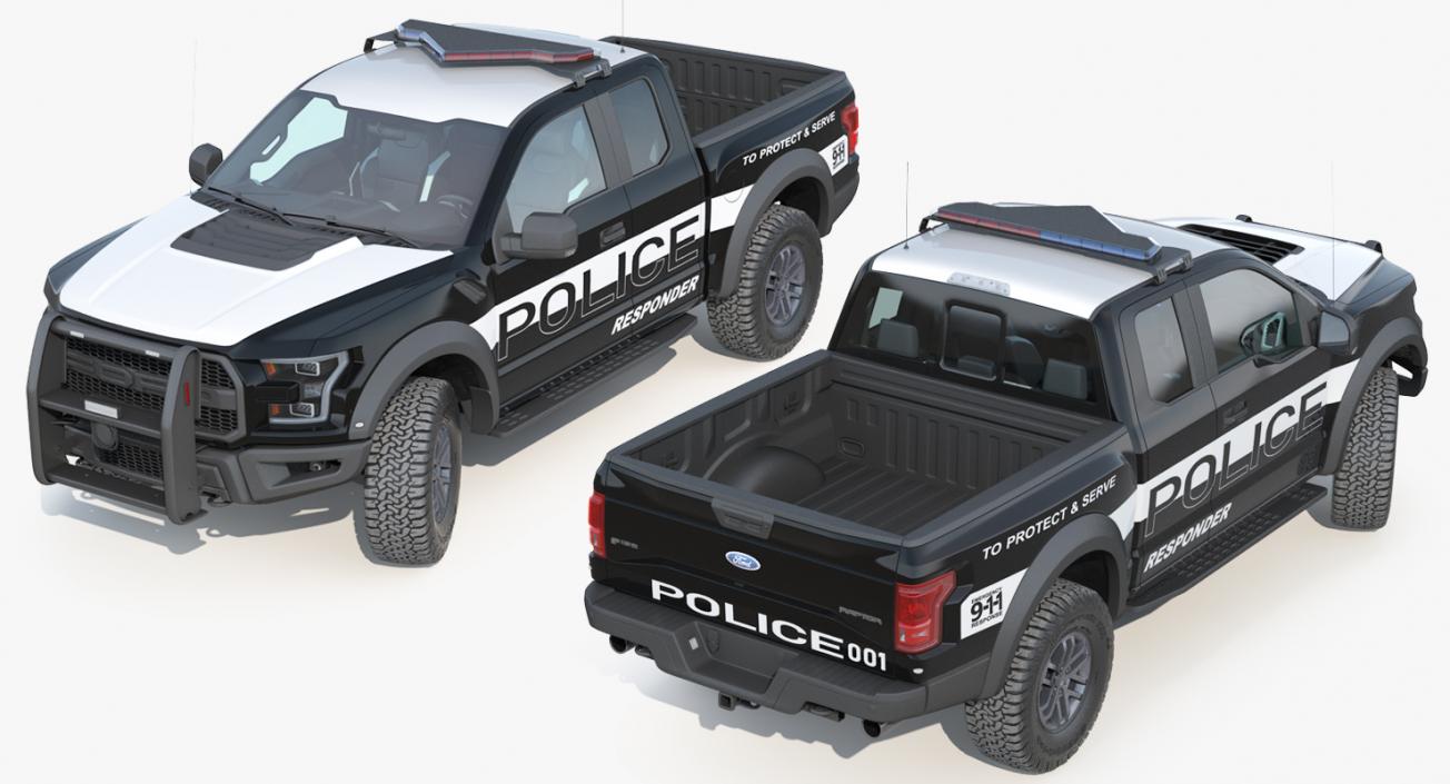 3D Ford F-150 Raptor Police Interceptor Unit Rigged model