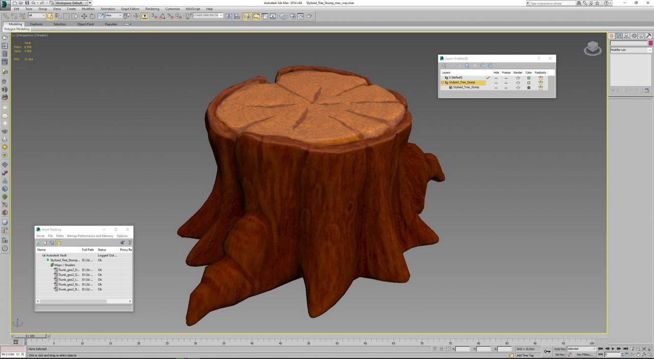 Stylized Tree Stump 3D model