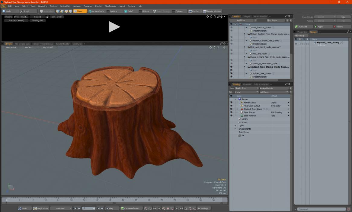 Stylized Tree Stump 3D model