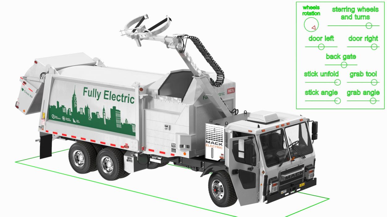 3D model LR Electric Mack White Simple Interior Rigged