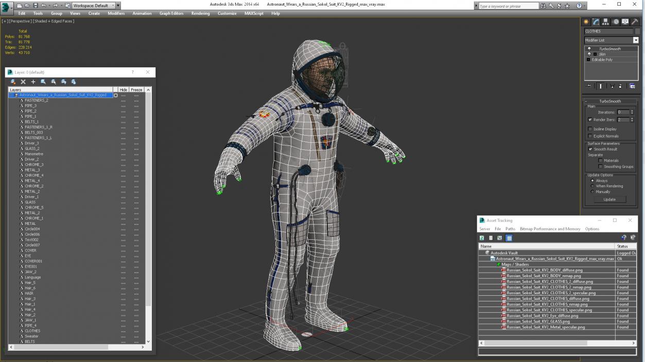 Astronaut Wears a Russian Sokol Suit KV2 Rigged 3D