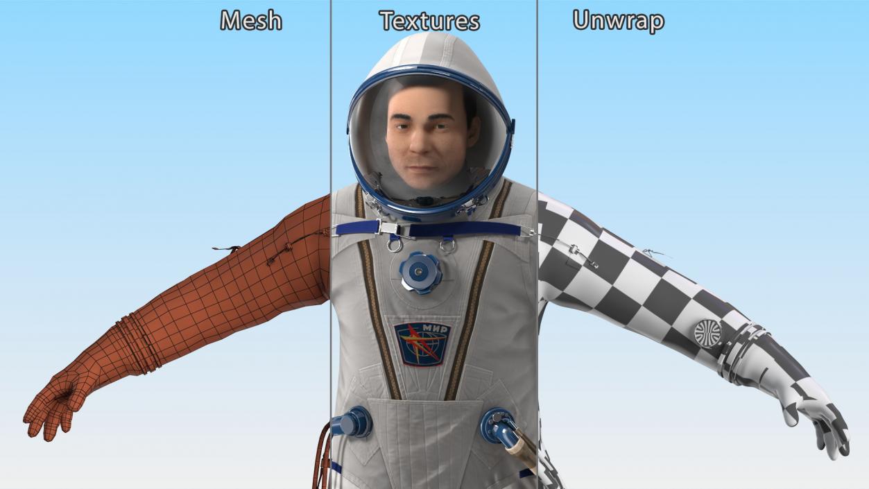 Astronaut Wears a Russian Sokol Suit KV2 Rigged 3D