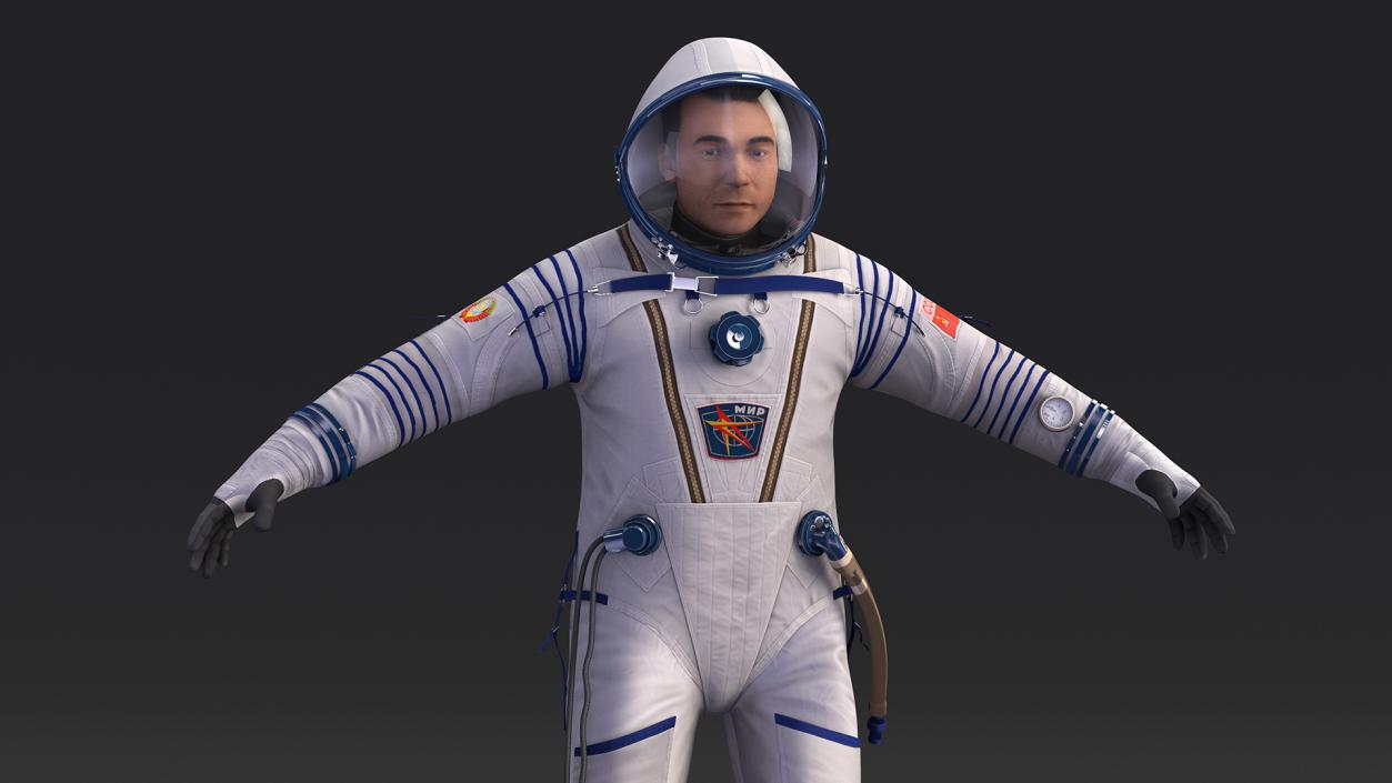 Astronaut Wears a Russian Sokol Suit KV2 Rigged 3D