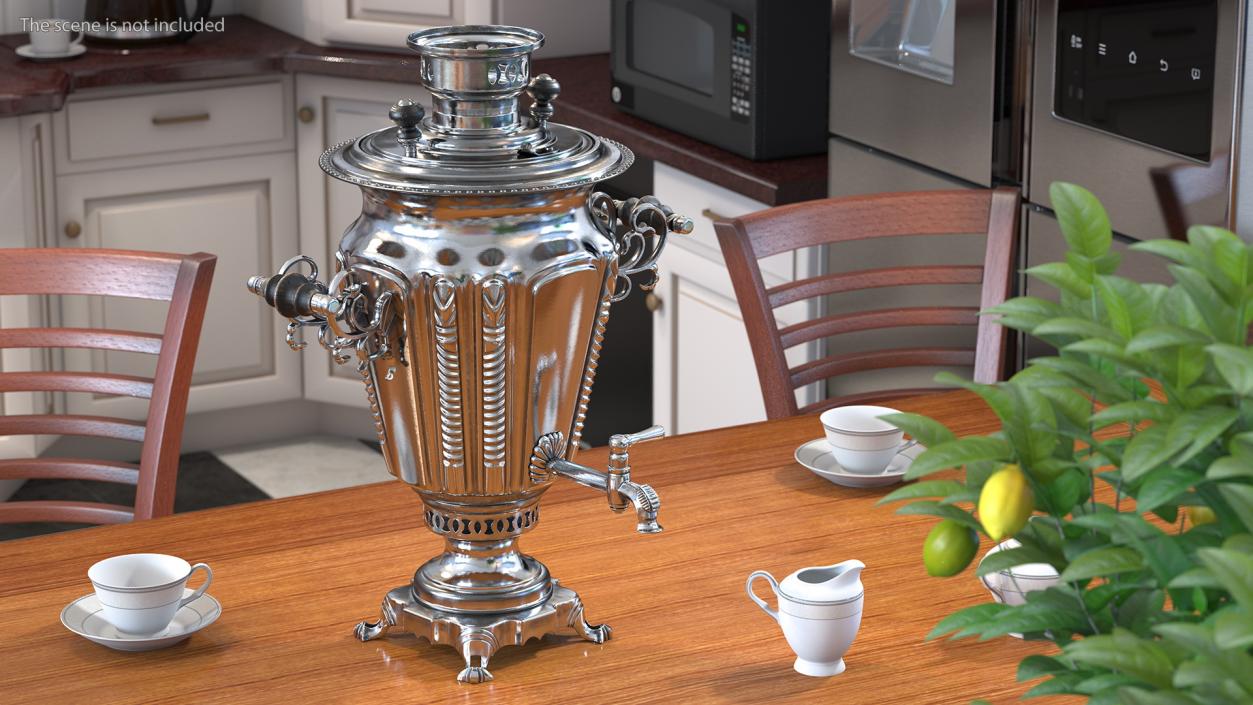 Russian Antique Silver Plated Samovar 3D