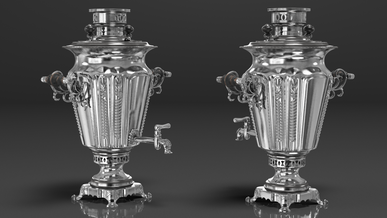 Russian Antique Silver Plated Samovar 3D