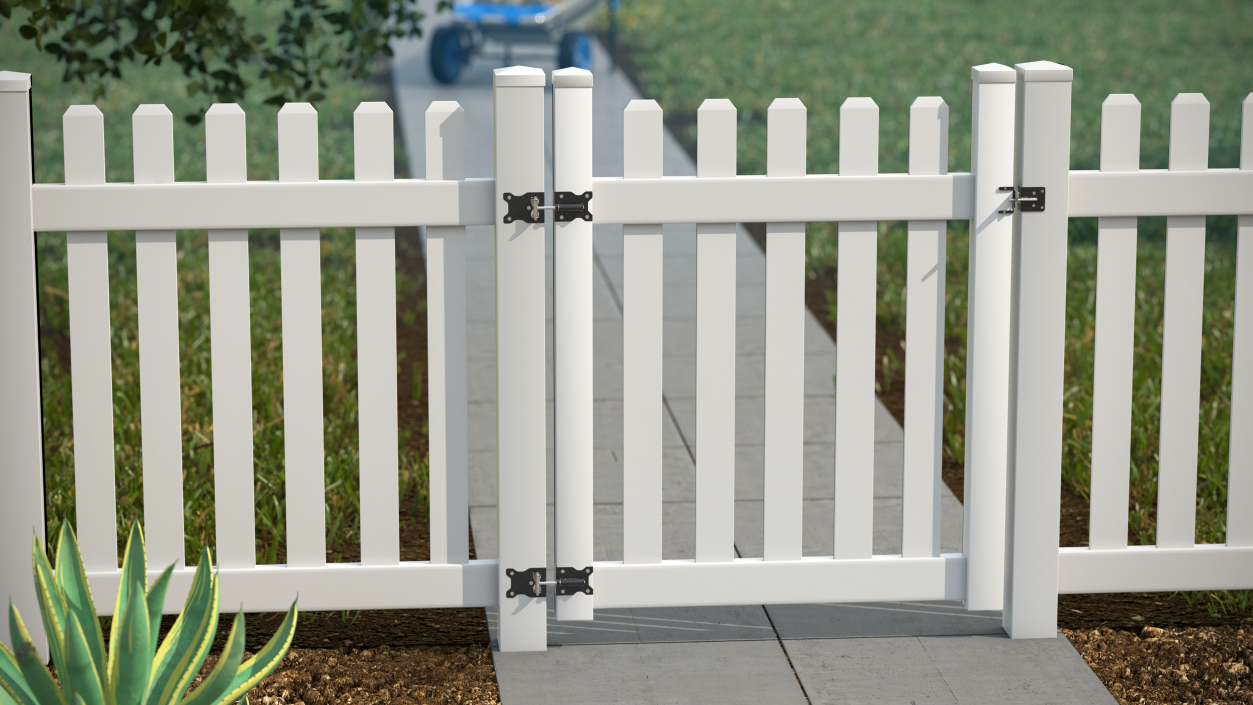 3D White Picked Fence Section