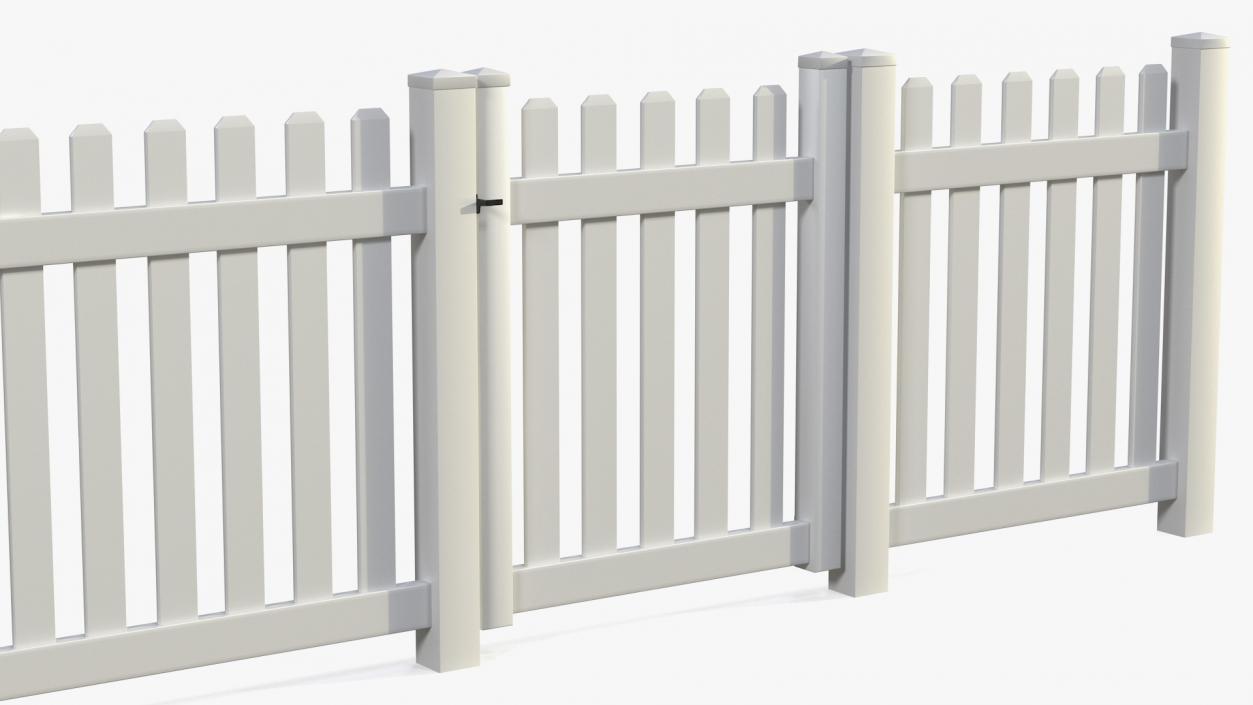 3D White Picked Fence Section