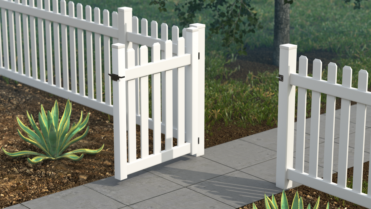 3D White Picked Fence Section