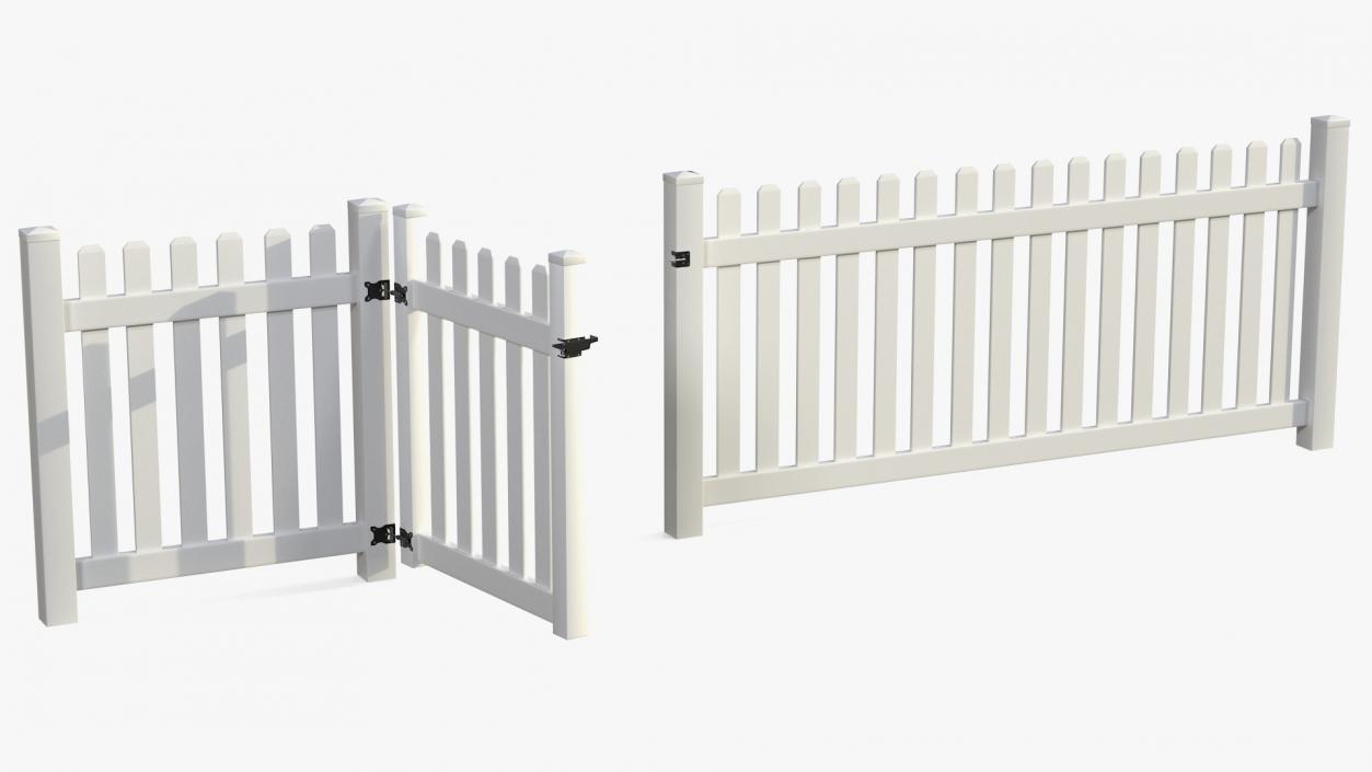 3D White Picked Fence Section