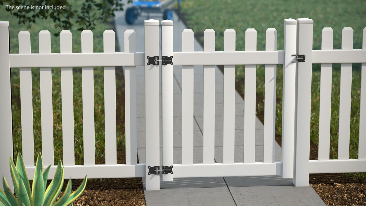 3D White Picked Fence Section