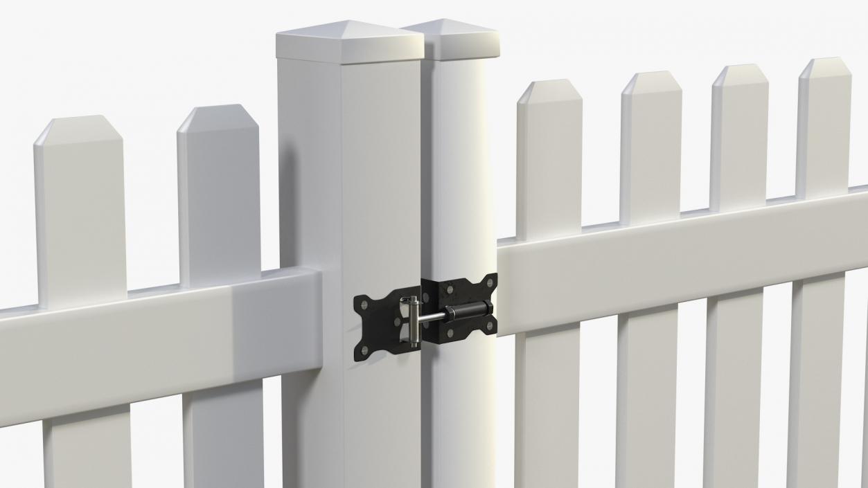 3D White Picked Fence Section