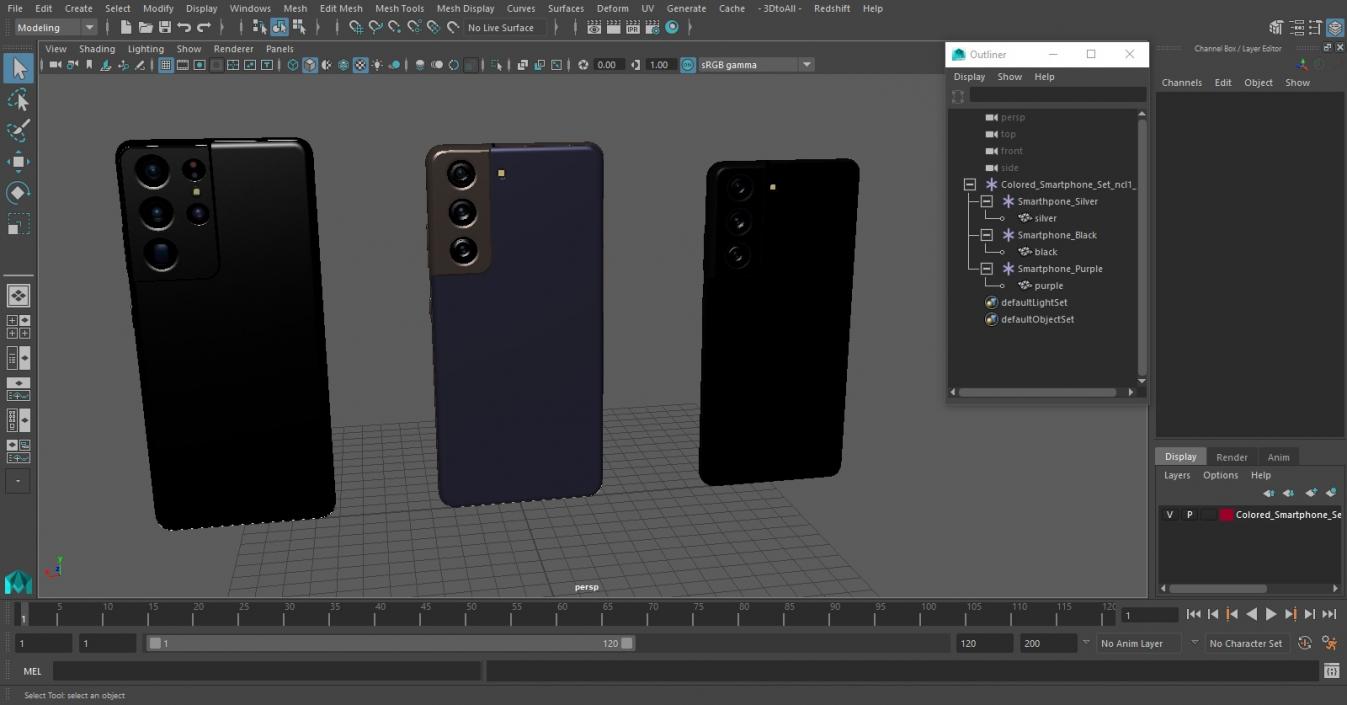 Colored Smartphone Set 3D