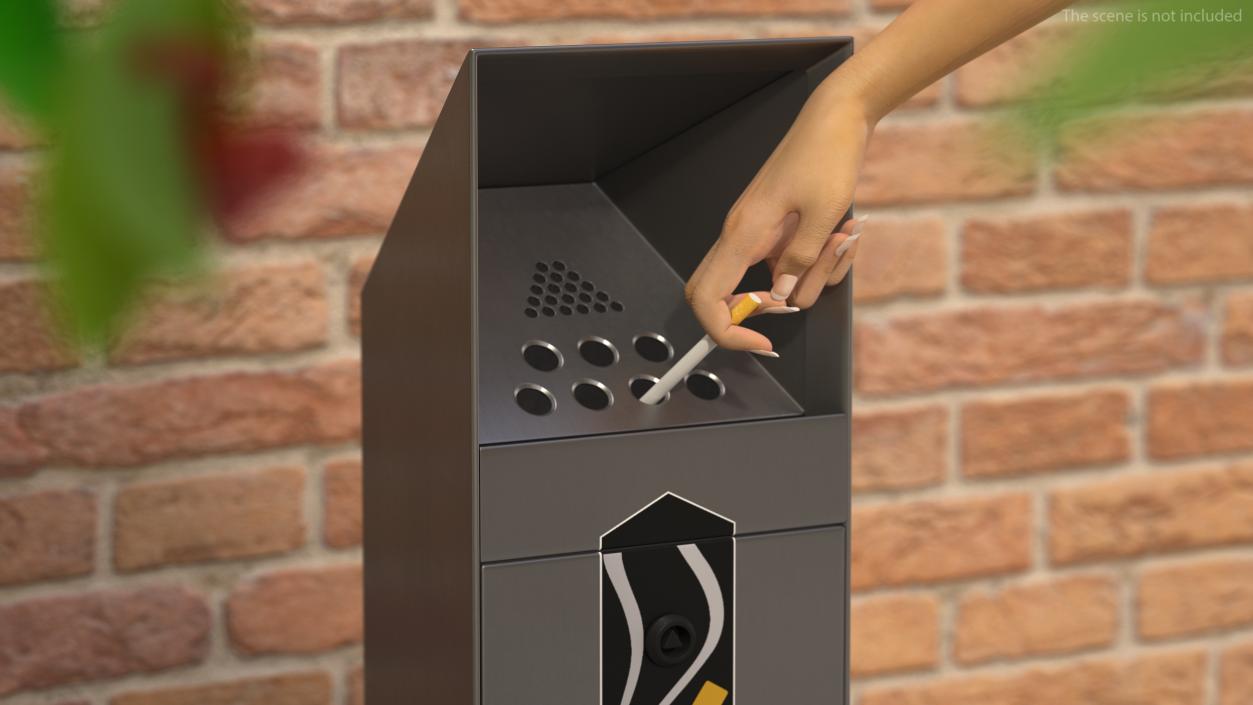 3D Stainless Steel Street Cigarette Bin