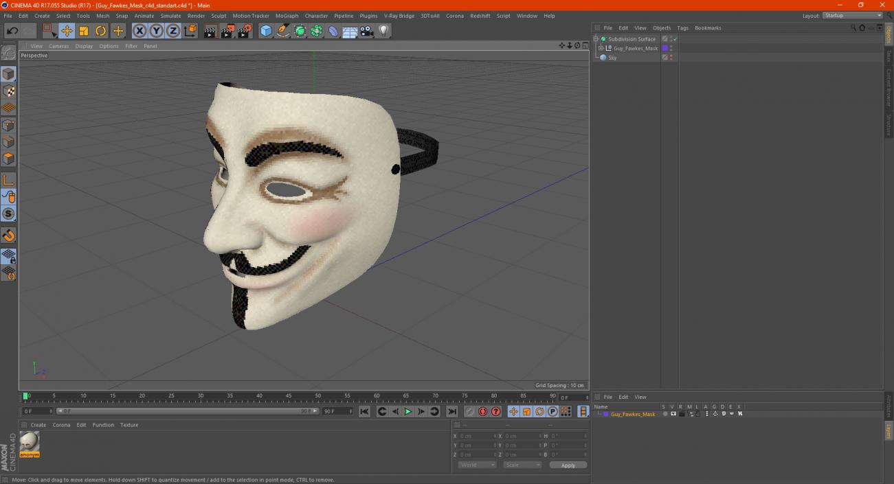 3D model Guy Fawkes Mask