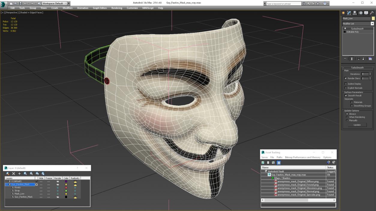 3D model Guy Fawkes Mask