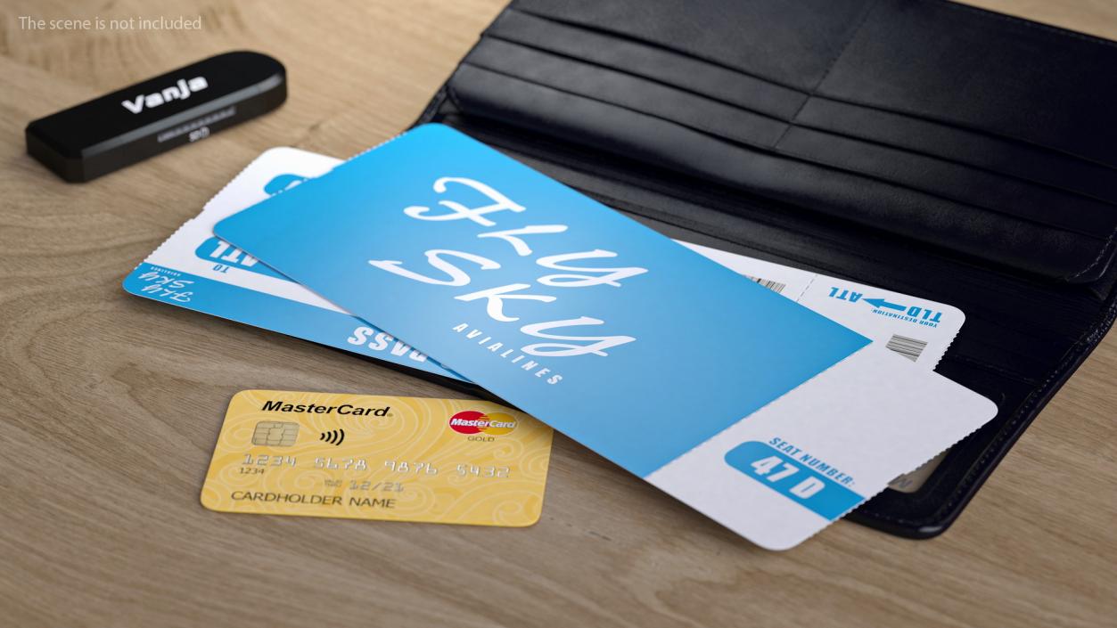 3D Blue Boarding Pass model