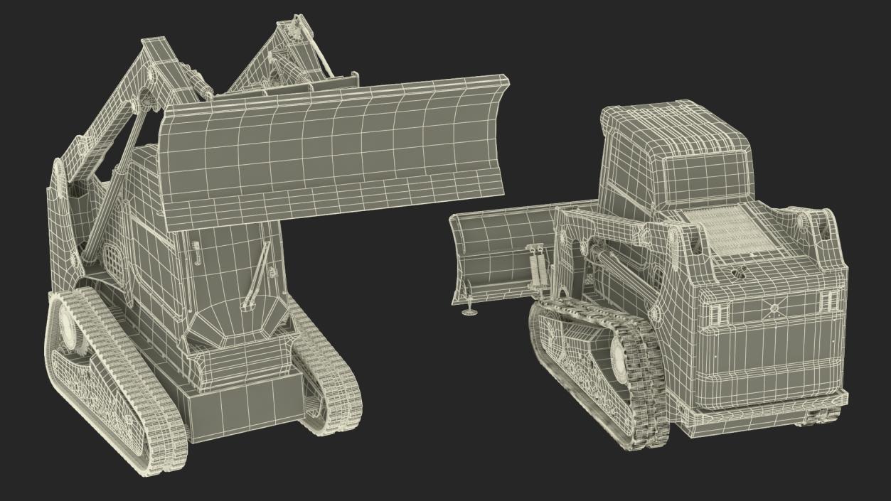 Tracked Skid Steer Bobcat With Dozer Blade Rigged 3D model