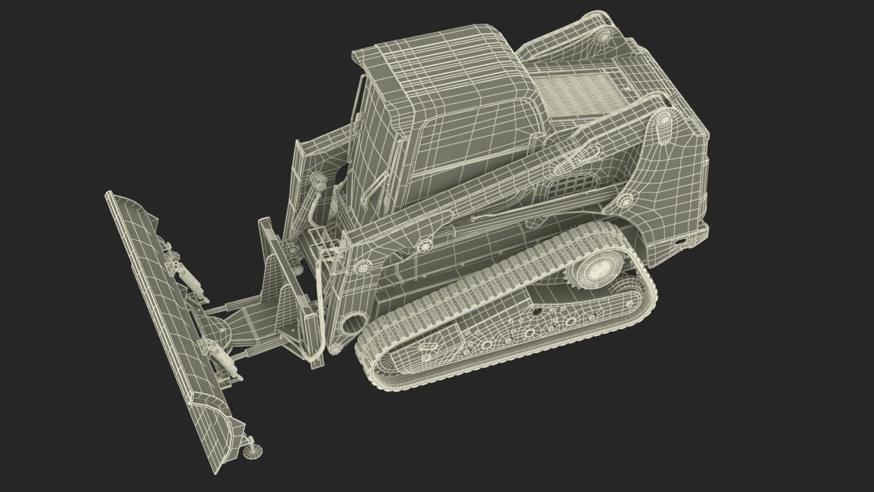 Tracked Skid Steer Bobcat With Dozer Blade Rigged 3D model