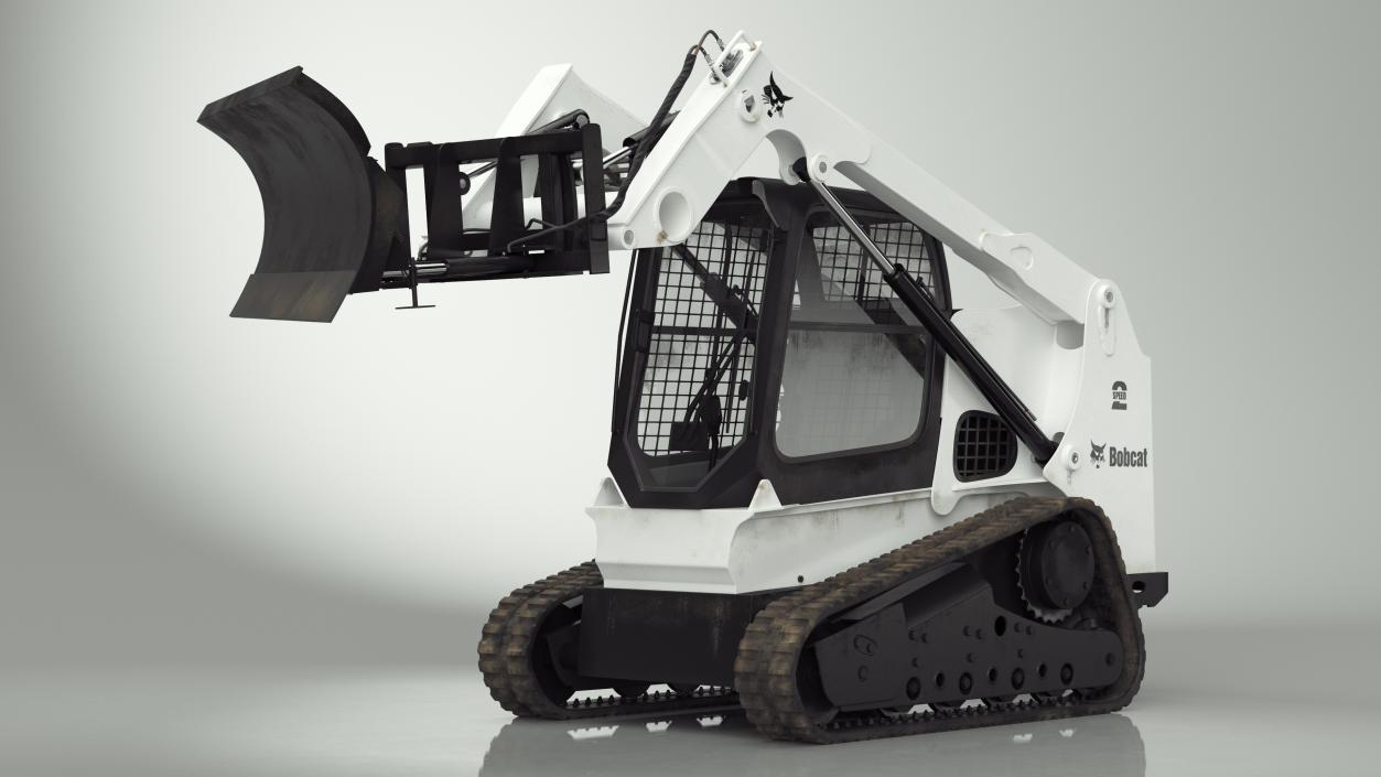 Tracked Skid Steer Bobcat With Dozer Blade Rigged 3D model