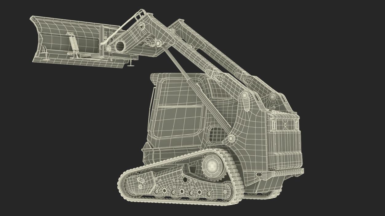 Tracked Skid Steer Bobcat With Dozer Blade Rigged 3D model