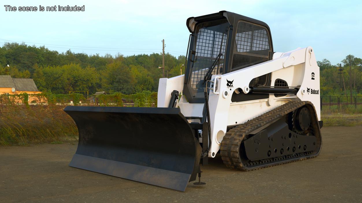 Tracked Skid Steer Bobcat With Dozer Blade Rigged 3D model