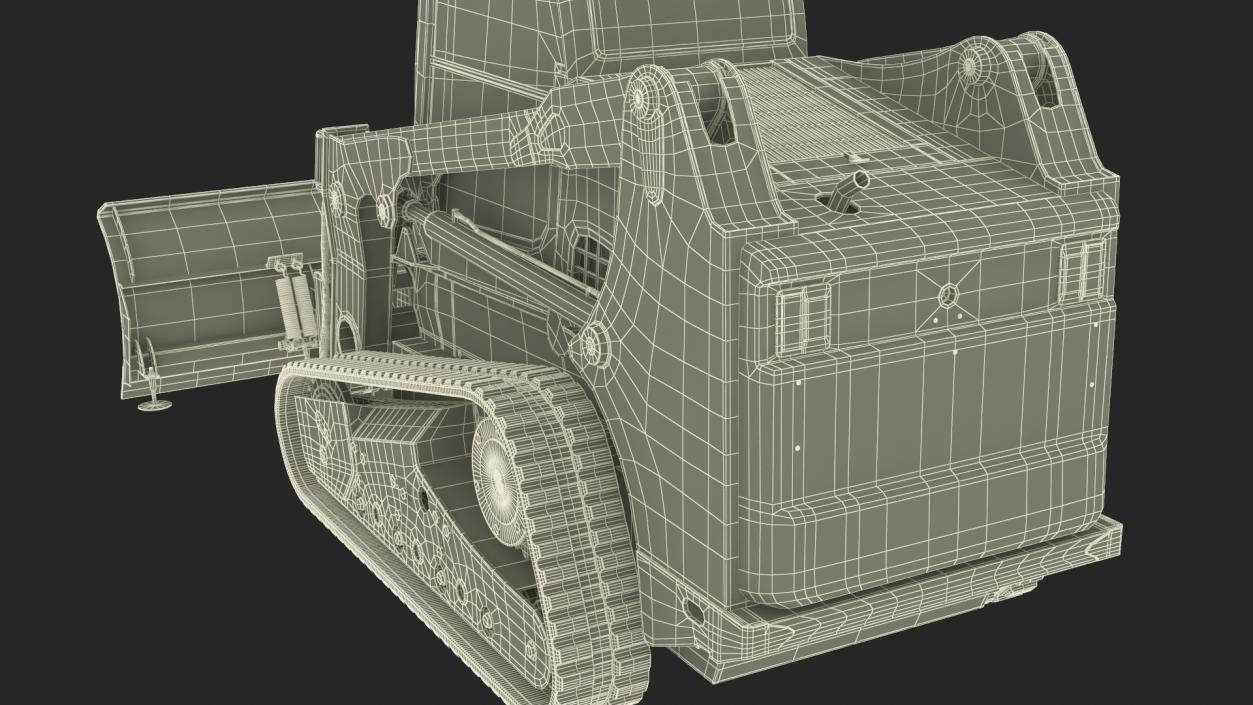 Tracked Skid Steer Bobcat With Dozer Blade Rigged 3D model