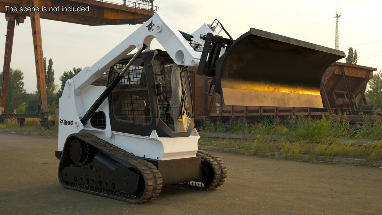 Tracked Skid Steer Bobcat With Dozer Blade Rigged 3D model