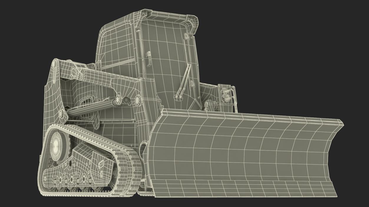 Tracked Skid Steer Bobcat With Dozer Blade Rigged 3D model