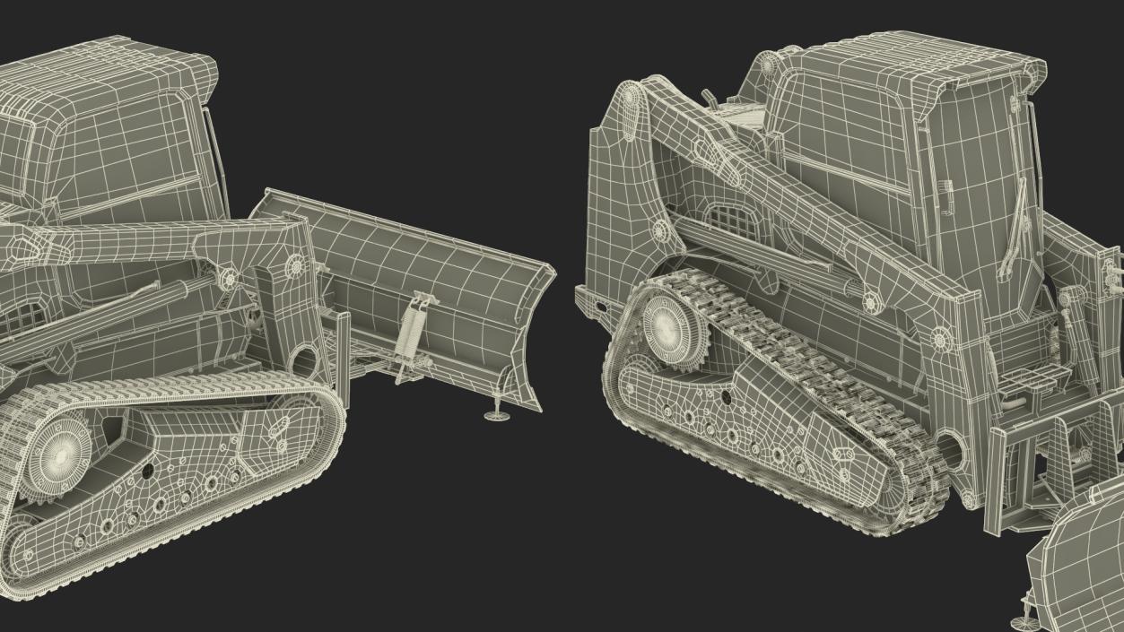 Tracked Skid Steer Bobcat With Dozer Blade Rigged 3D model