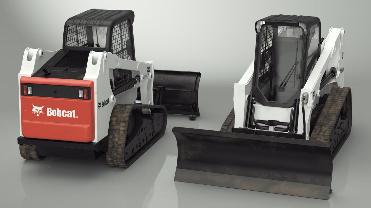 Tracked Skid Steer Bobcat With Dozer Blade Rigged 3D model