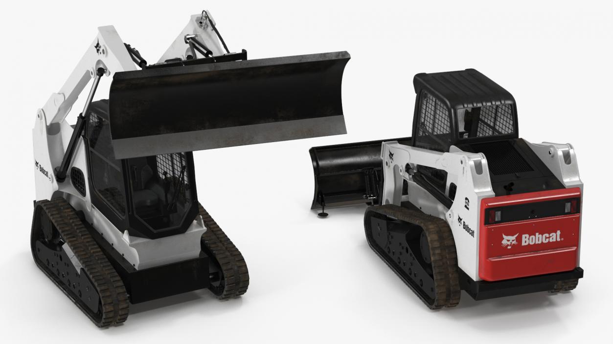 Tracked Skid Steer Bobcat With Dozer Blade Rigged 3D model