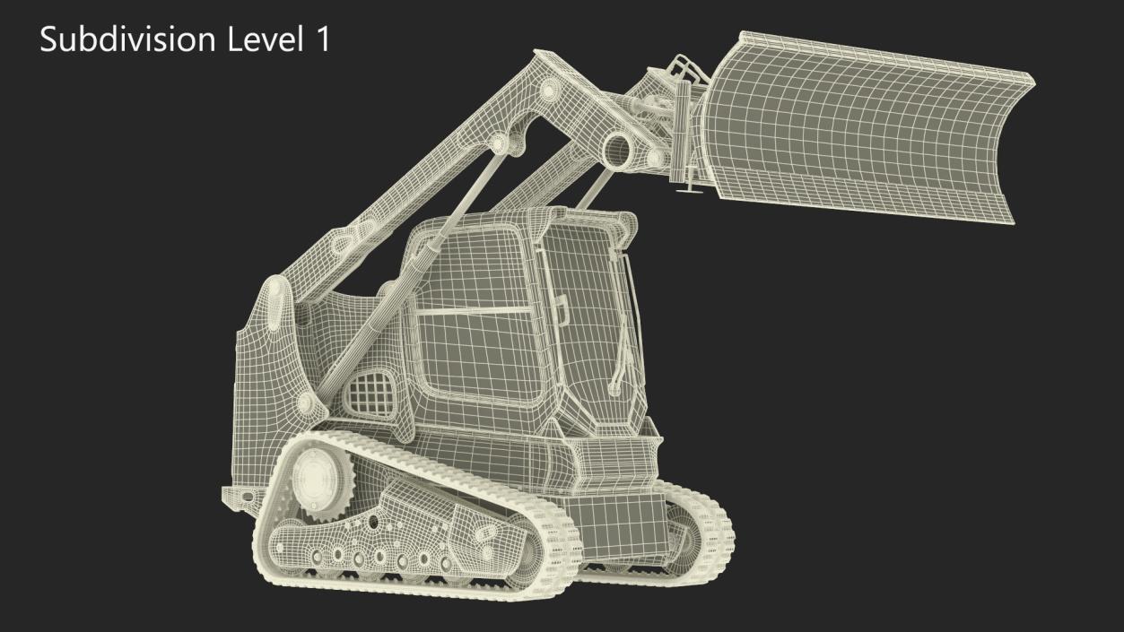 Tracked Skid Steer Bobcat With Dozer Blade Rigged 3D model