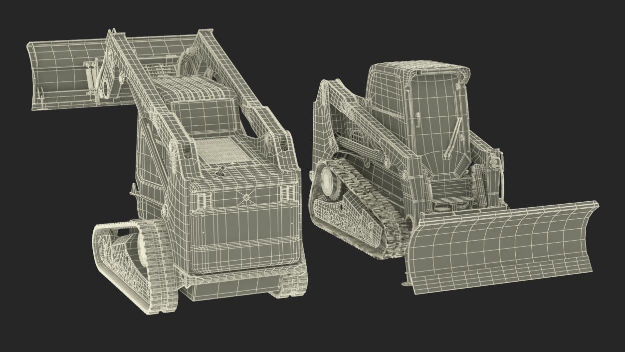 Tracked Skid Steer Bobcat With Dozer Blade Rigged 3D model