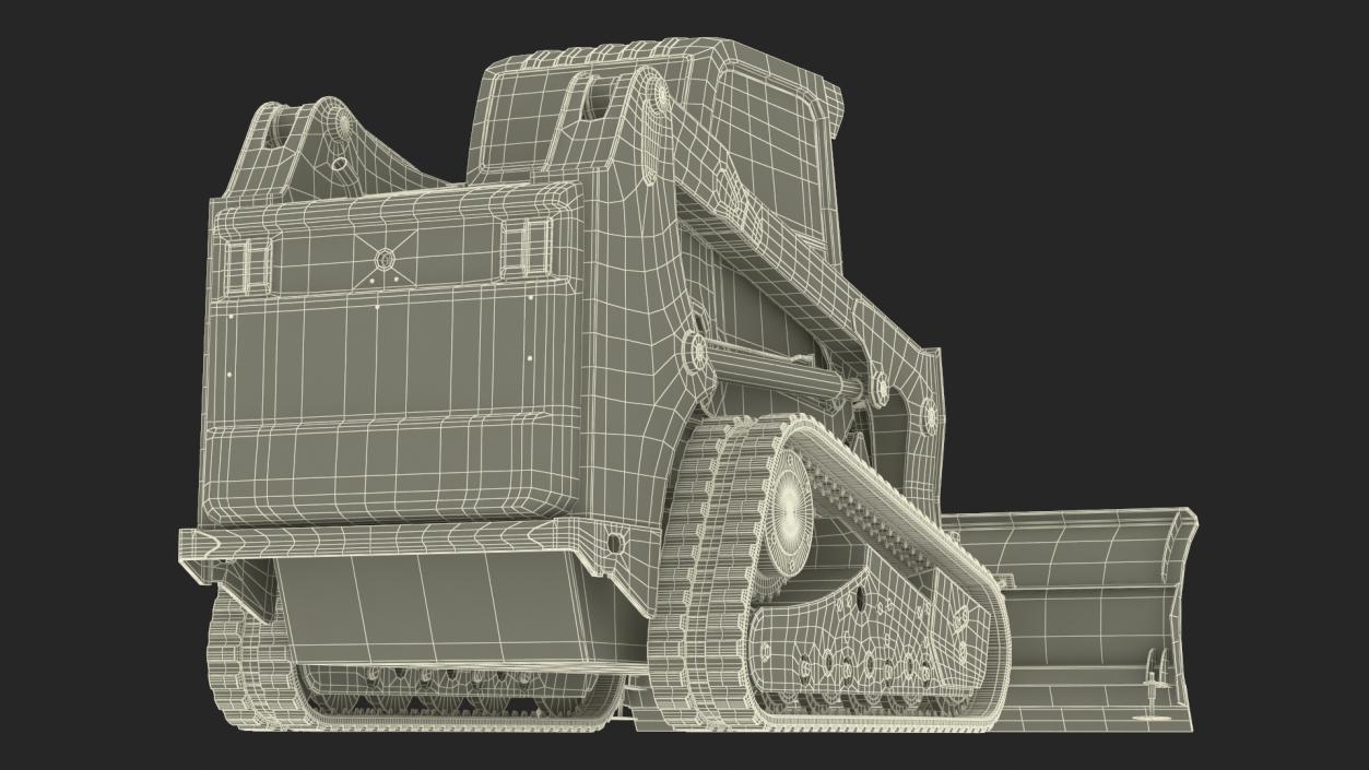 Tracked Skid Steer Bobcat With Dozer Blade Rigged 3D model