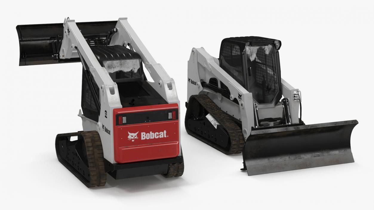 Tracked Skid Steer Bobcat With Dozer Blade Rigged 3D model