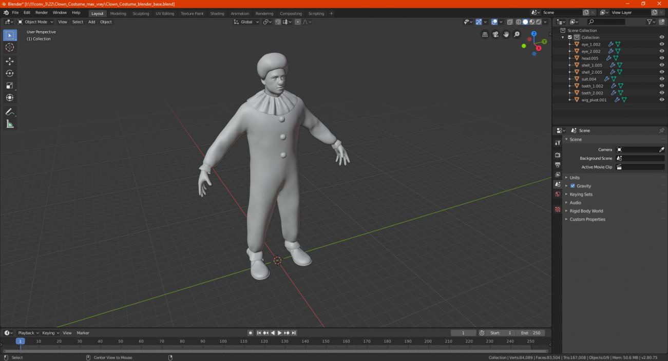 3D Clown Costume model