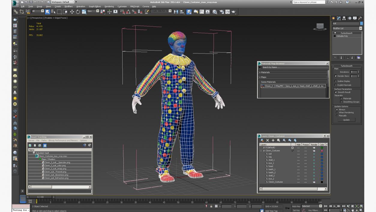 3D Clown Costume model