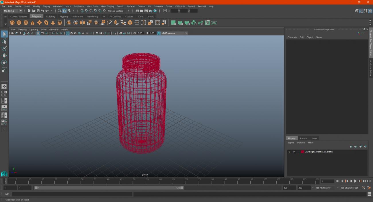 Omega3 Plastic Jar Blank 3D model