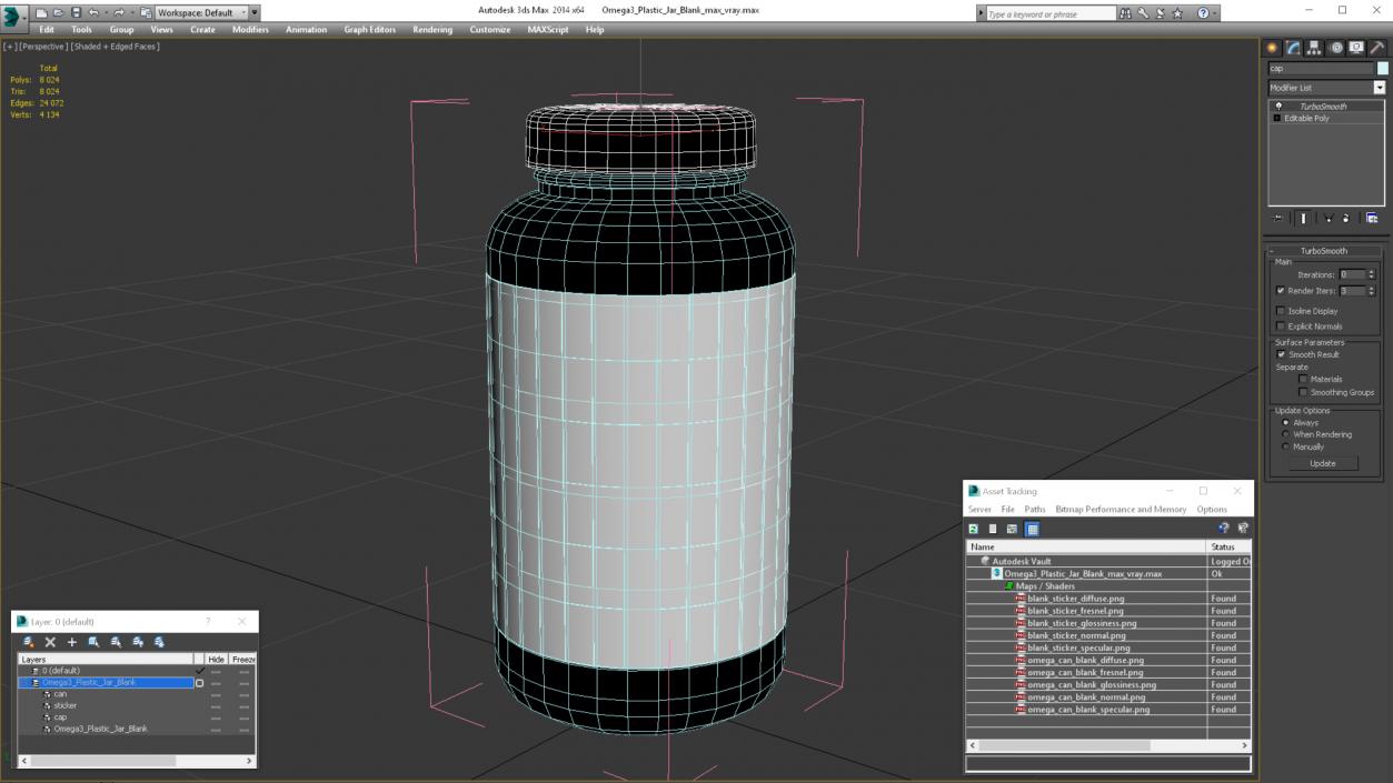 Omega3 Plastic Jar Blank 3D model