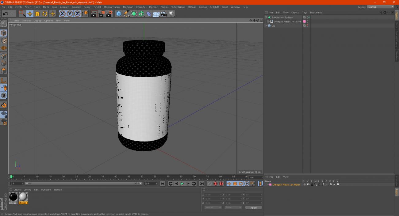 Omega3 Plastic Jar Blank 3D model