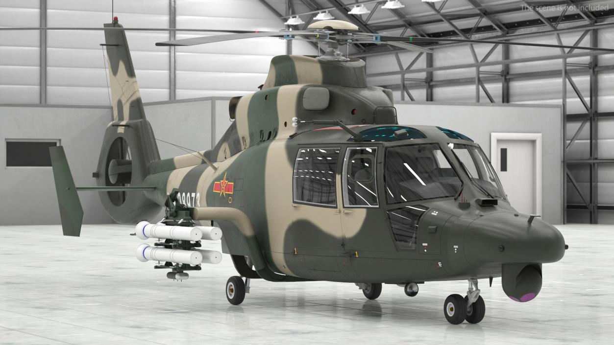 Military Harbin Z-9WZ with Missile 3D model