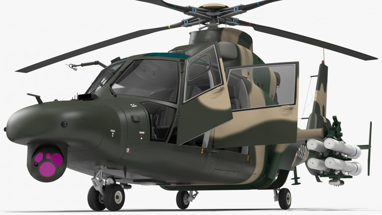 Military Harbin Z-9WZ with Missile 3D model