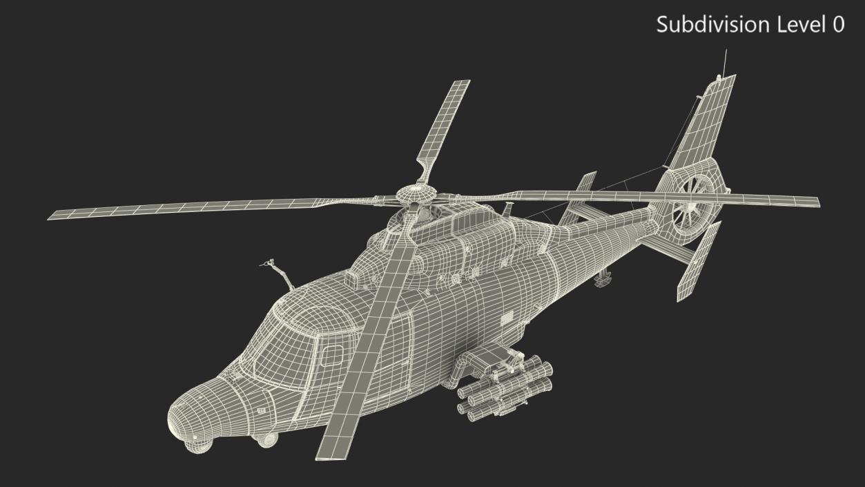 Military Harbin Z-9WZ with Missile 3D model