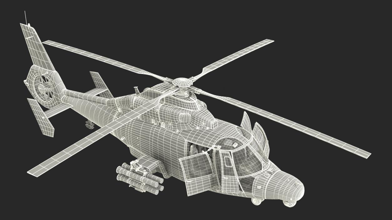 Military Harbin Z-9WZ with Missile 3D model