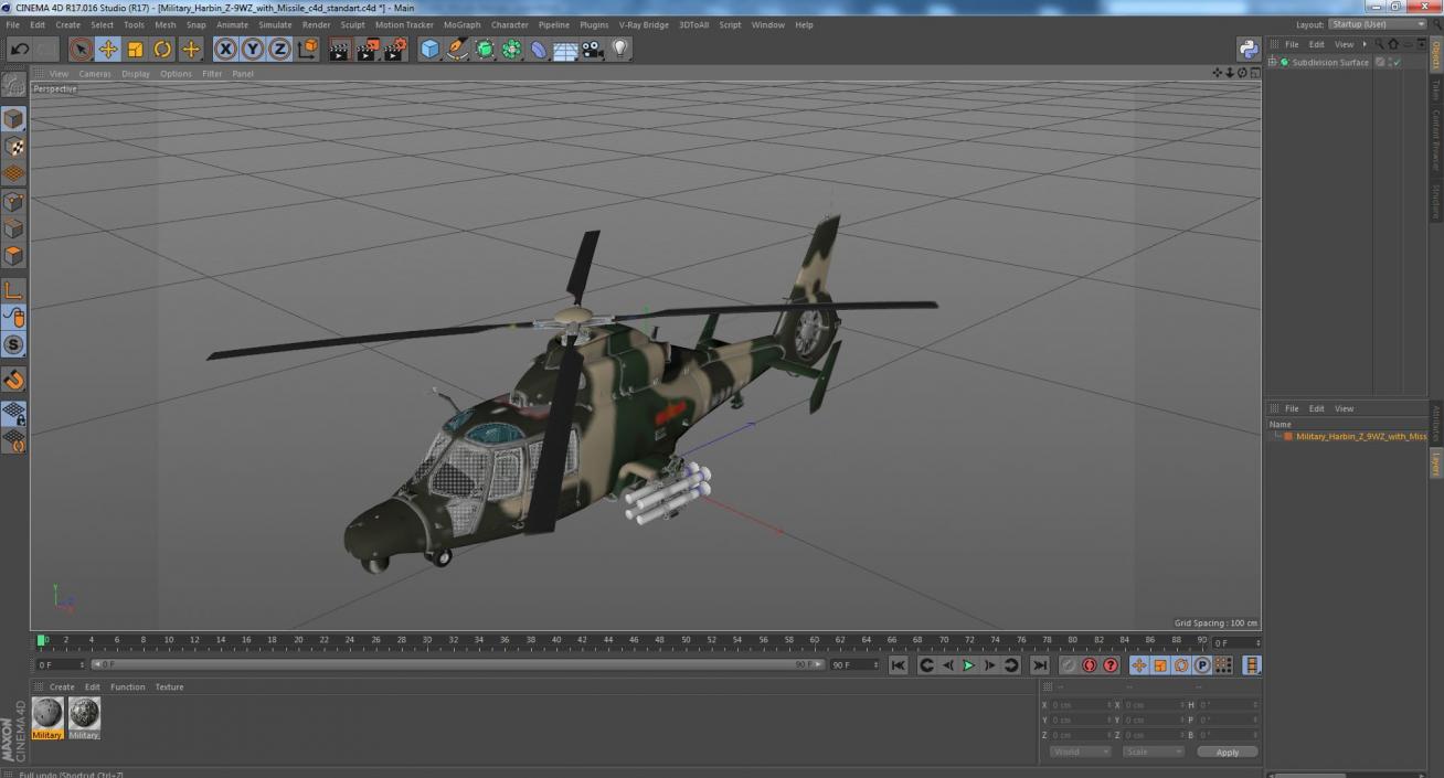 Military Harbin Z-9WZ with Missile 3D model