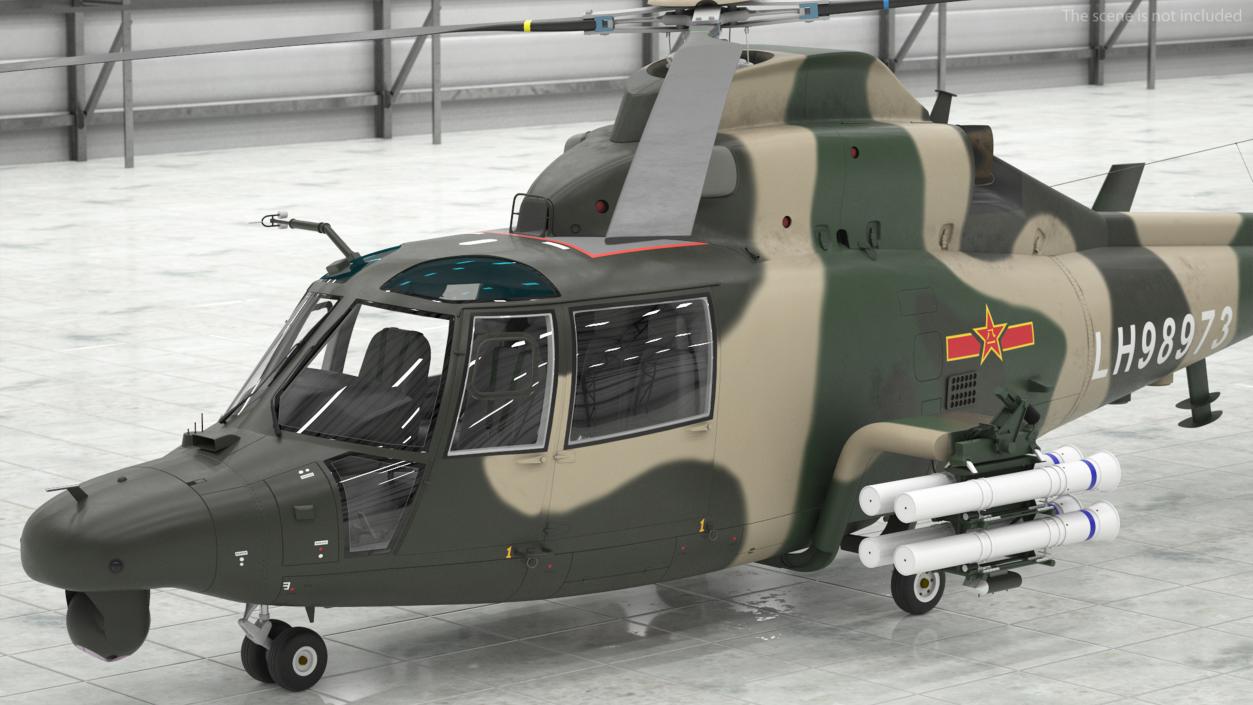 Military Harbin Z-9WZ with Missile 3D model